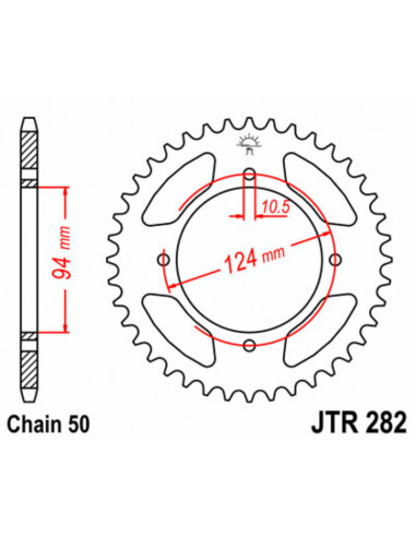 Couronne JT SPROCKETS acier standard 282 - 530