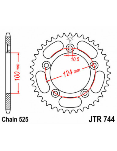 Couronne JT SPROCKETS acier standard 744 - 525