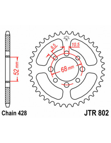 Couronne JT SPROCKETS acier standard 802 - 428