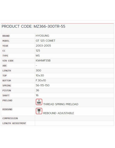 Amortisseur YSS Topline Mono Hyosung