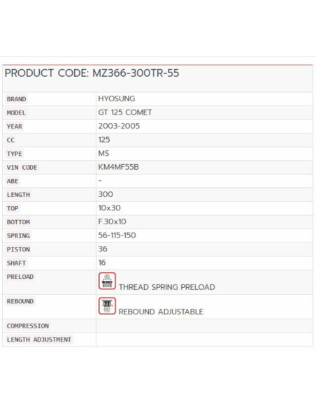 Amortisseur YSS Topline Mono Hyosung