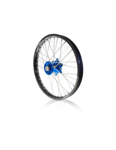Kit roues complètes avant + arrière ART MX 21x1,60/18x2,15 jante noir/moyeu bleu Yamaha