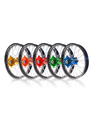 Kit roues complètes avant + arrière ART MX 21x1,60/19x2,15 jante noir/moyeu or Suzuki