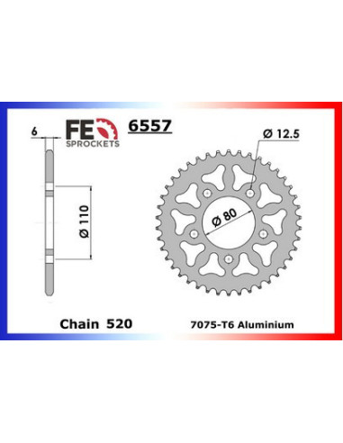 CB.500 '94/03 15X40 RK520MXU  Racing (Transformation en 520)