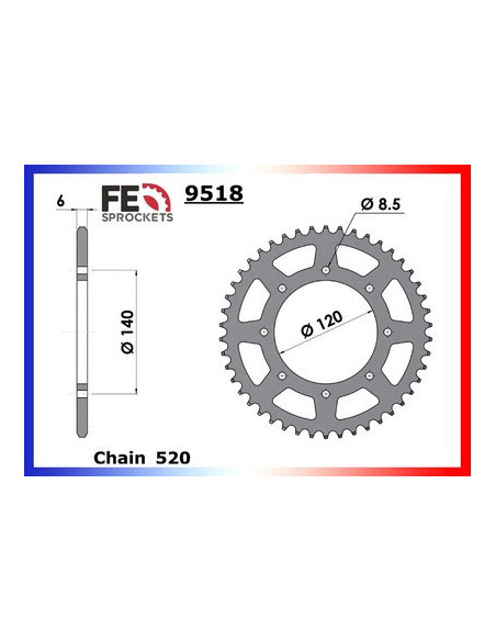 KLR.650 TANGAI'90/93 15X43 RK520FEZO *  (KL.650.B2/B3)