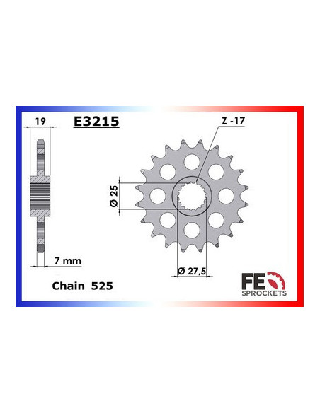 F.800.R '19 19X47 RK525FEX µ (Fixations Couronne dia: 10,5 mm)