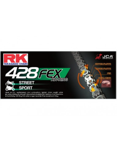 CHAINE RK 428FEX 146 MAILLONS avec Attache Rapide.