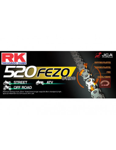 CHAINE RK 520FEZO 040 MAILLONS avec Rivet Creux.