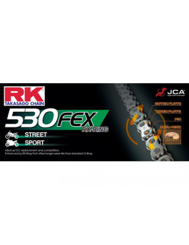 CHAINE RK 530FEX-T 050 MAILLONS  avec Rivet Creux.