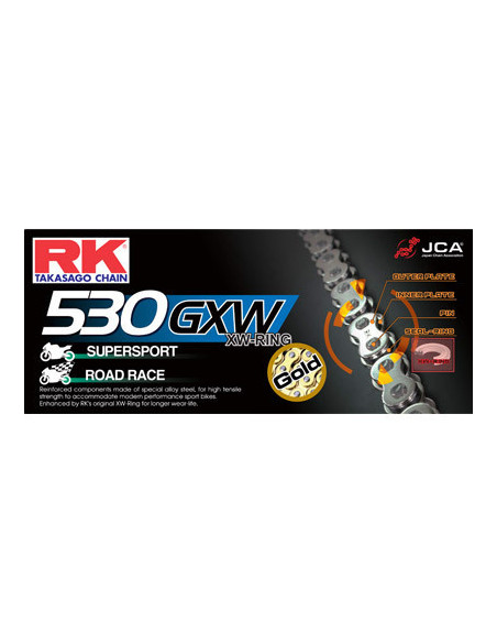 CHAINE RK GB530GXW 108 MAILLONS avec Attache à River.