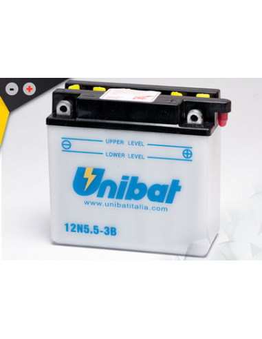 Batterie Unibat 12N5.5-3B - Livrée sans flacons d'acide.