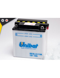 Batterie Unibat CB10L-BP (CB10L-B2) - Livrée avec flacons d'acide