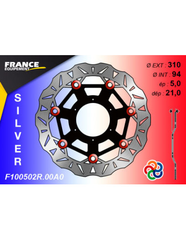 Disque de frein Gamme Silver F100502R.00A0 / Oeillets Couleurs