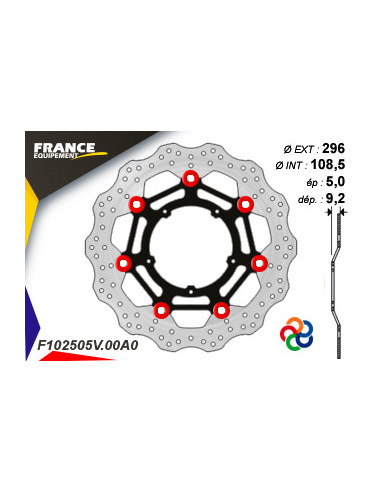 Disque de frein Gamme Essentiel FE.FL102505V / Oeillets Couleurs