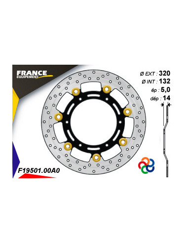 Disque de frein Gamme Essentiel FE.FL19501 / Oeillets Couleurs