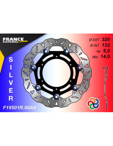 Disque de frein Gamme Silver F19501R.00A0 / Oeillets Couleurs