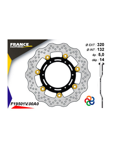 Disque de frein Gamme Essentiel FE.FL19501V / Oeillets Couleurs