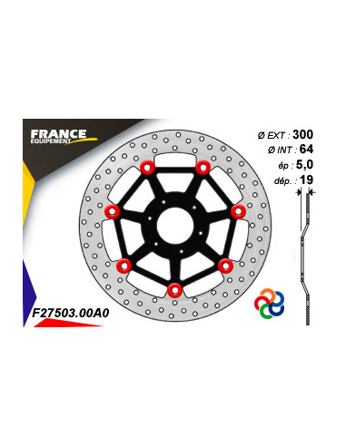 Disque de frein Gamme Essentiel FE.FL27503 / Oeillets Couleurs