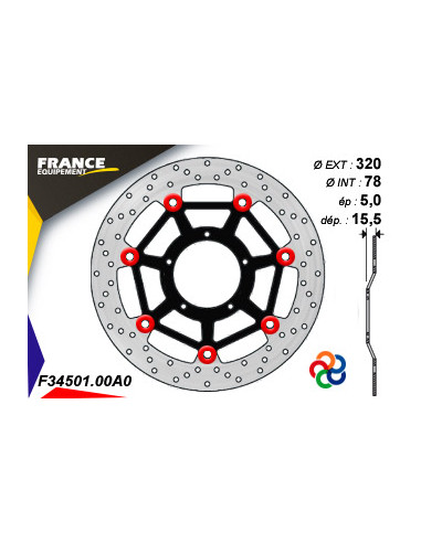 Disque de frein Gamme Essentiel FE.FL34501 / Oeillets Couleurs