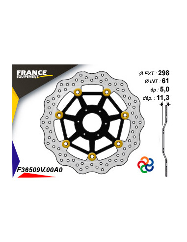 Disque de frein Gamme Essentiel FE.FL36509V / Oeillets Couleurs