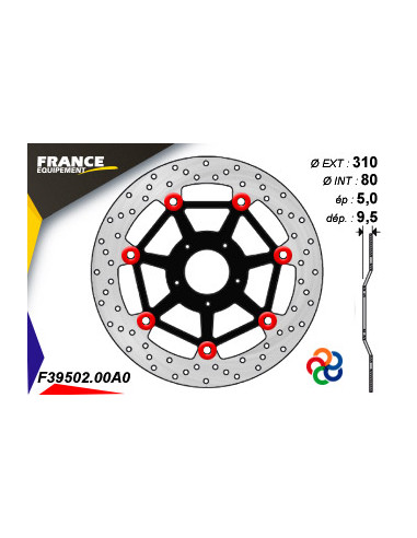 Disque de frein Gamme Essentiel FE.FL39502 / Oeillets Couleurs