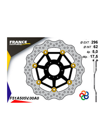 Disque de frein Gamme Essentiel FE.FL51A505V / Oeillets Couleurs