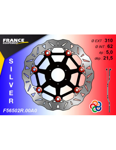 Disque de frein Gamme Silver F56502R.00A0 / Oeillets Couleurs