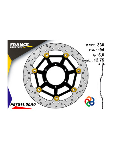 Disque de frein Gamme Essentiel FE.FL57511 / Oeillets Couleurs