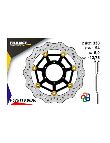 Disque de frein Gamme Essentiel FE.FL57511V / Oeillets Couleurs