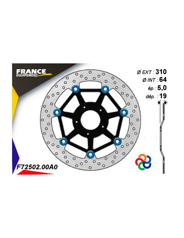 Disque de frein Gamme Essentiel FE.FL72502 / Oeillets Couleurs