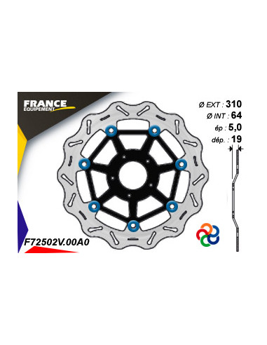 Disque de frein Gamme Essentiel FE.FL72502V / Oeillets Couleurs