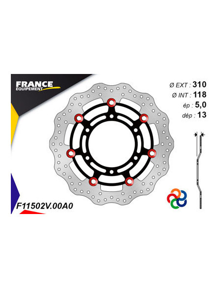 Kit Freinage FRANCE EQUIPEMENT - AP RACING Composé de 2 Disques