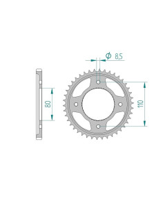 AFAM COURONNE ACIER au pas de 428 pour HONDA AFA10235