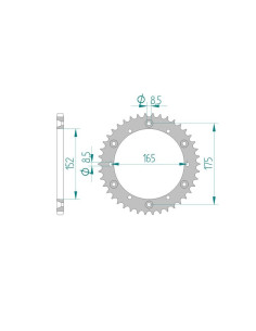 AFAM COURONNE ACIER au pas de 520 pour YAMAHA AFA12500
