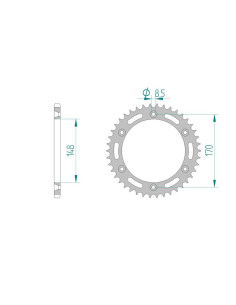 AFAM COURONNE ACIER au pas de 520 pour CAGIVA/SUZUKI AFA14501