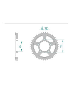 AFAM COURONNE ACIER au pas de 532 pour SUZUKI AFA14900
