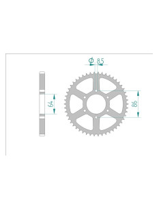 AFAM COURONNE ACIER au pas de 428 pour KAWASAKI AFA16202