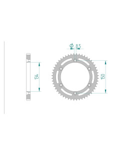 AFAM COURONNE ACIER au pas de 428 pour KAWASAKI AFA16207