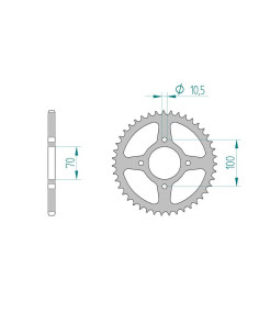 AFAM COURONNE ACIER au pas de 520 pour KAWASAKI AFA16310