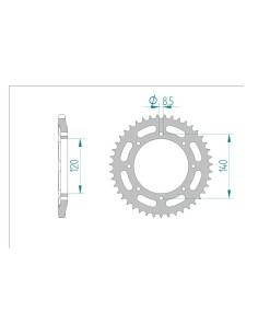AFAM COURONNE ACIER au pas de 520 pour KAWASAKI AFA16501