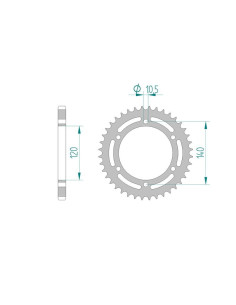AFAM COURONNE ACIER au pas de 525 pour KAWASAKI AFA16605