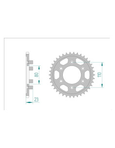 AFAM COURONNE ACIER au pas de 520 pour APRILIA AFA35200