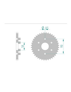 AFAM COURONNE ACIER au pas de 520 pour APRILIA AFA35206