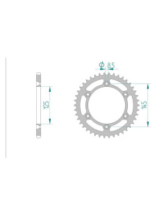 AFAM COURONNE ACIER au pas de 520 pour CAGIVA AFA44202
