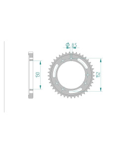 AFAM COURONNE ACIER au pas de 525 pour CAGIVA AFA44602