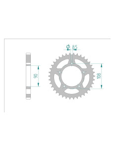 AFAM COURONNE ACIER au pas de 530 pour DUCATI AFA50600