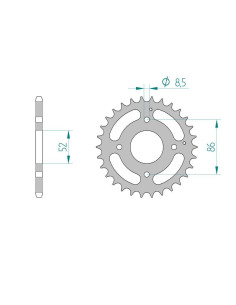 AFAM COURONNE ACIER au pas de 520 pour KYMCO AFA74100