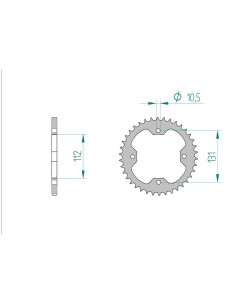 AFAM COURONNE ACIER au pas de 520 pour KYMCO/TGB AFA74300