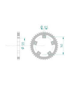 AFAM COURONNE ACIER au pas de 525 pour TRIUMPH AFA86500