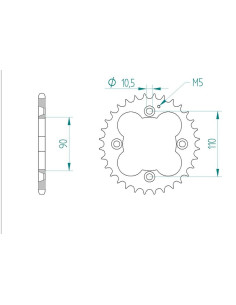 AFAM COURONNE ACIER au pas de 520 pour ADLY AFA92324